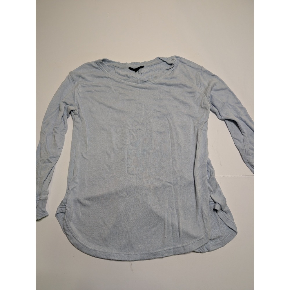 Jane & Delancey‎ Womens Small Light Blue Long Sleeve Crew Neck Curved Hem Top